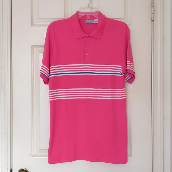 NWOT. Carson Pirie Scott Men's Short Sleeve Polo Shirt with multi color stripes. - Picture 4 of 5